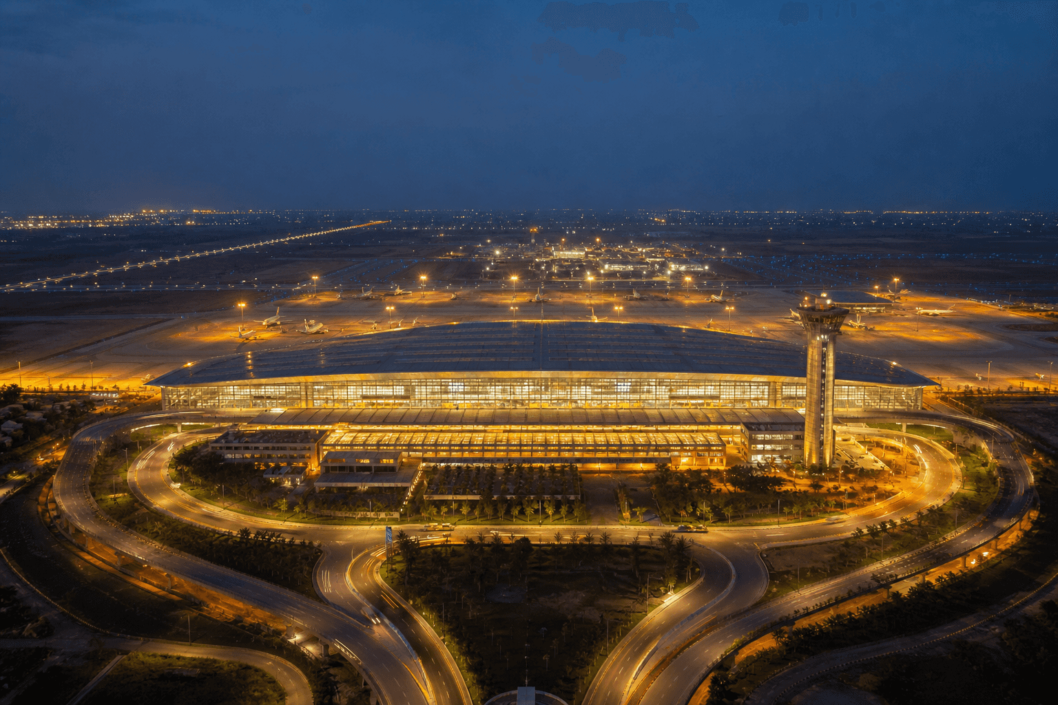 Jewar airport at dusk