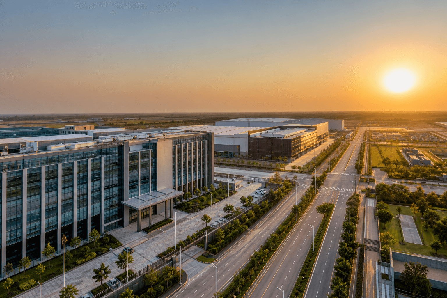 Industrial campus along the expressway