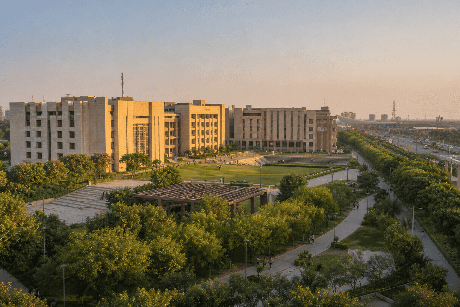 University campus on the expressway belt