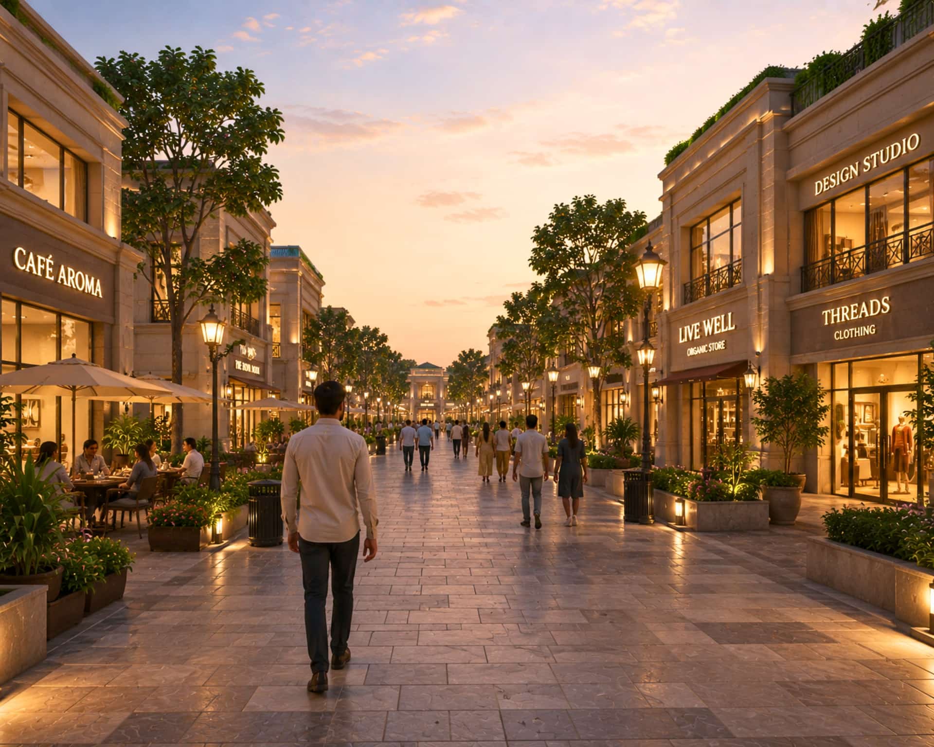 Planned community street inside the township