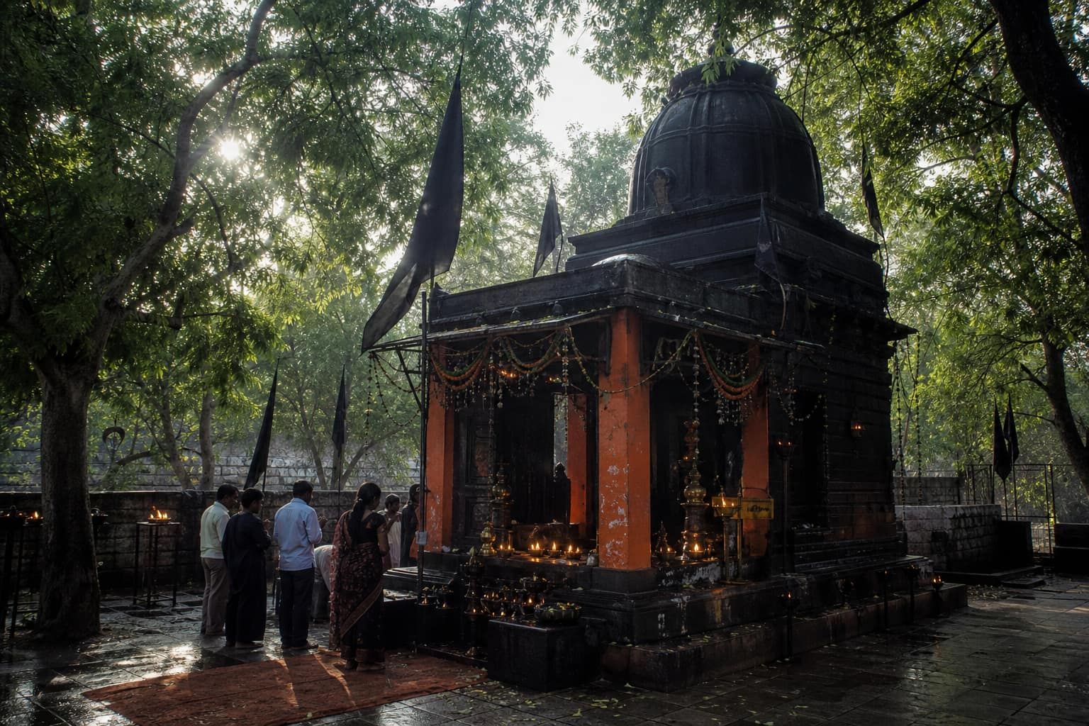 Shani Dev Temple among the groves at Kokilavan
