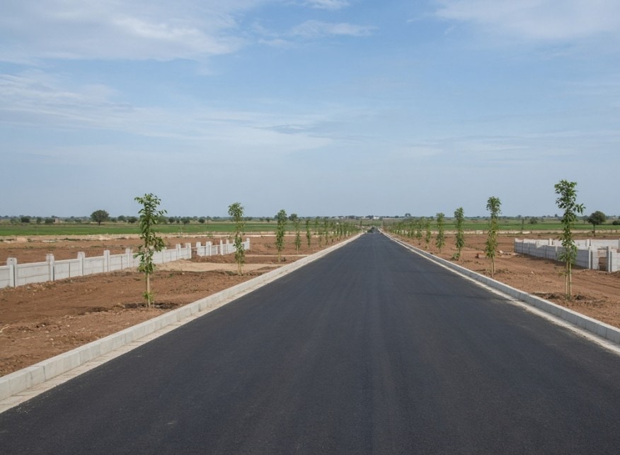 Wide internal road in Lalita Kunj township