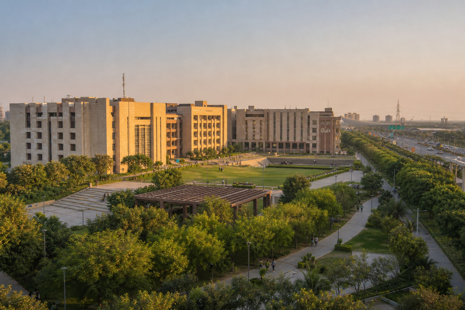 University campus on the expressway belt
